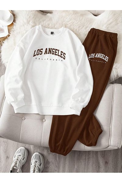 macklin Unisex Men's Women's Los Angeles California Printed 3 Thread Crew Neck Tracksuit Set