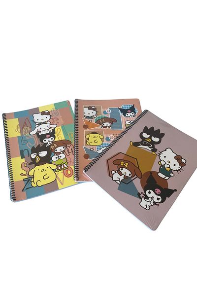 tiny wood Hello Kitty and Friends Licensed A4 Lined 80 Sheets Spiral Cardboard Cover School Notebook