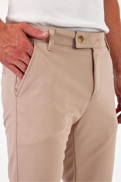 wamoss New Season Slim Fit Belted and Tongue Closure Linen Trousers Dil1