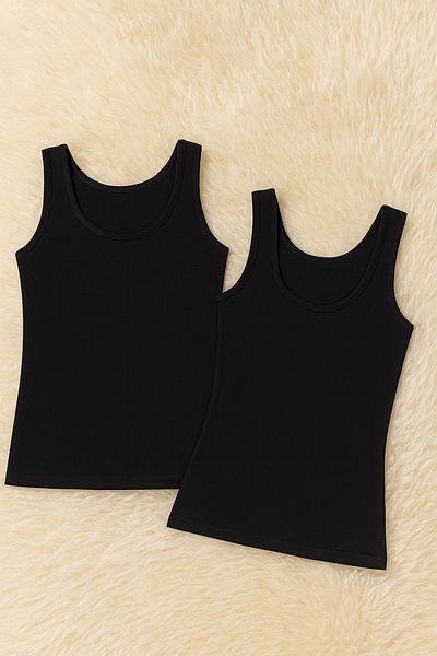 QKK Women's Modal Cotton Lycra Extra Piping Thick Strap 2-Piece Undershirt Q6K6K0T3Ka