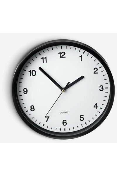 elvarthome Round wall clock, Ø 23 cm – Modern design, black finish