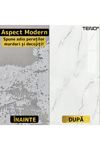 Teno Set 50x Tapet Marmura Premium 3D Teno®, suprafata acoperire 9 mp, 30x60 cm, alb perlat