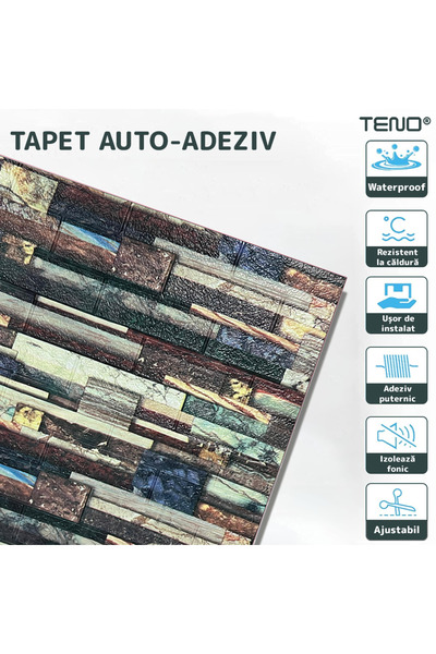 Teno Set of 90x 3D Brick Wallpaper Teno®, coverage area 47.7 sq m, 70x77 cm, multicolor