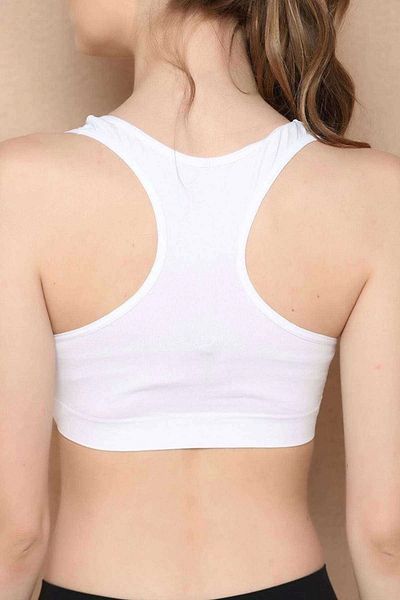 PRATİKOBA Elite Life Wide Strap Women's Supported Sports Bustier White Bra 777