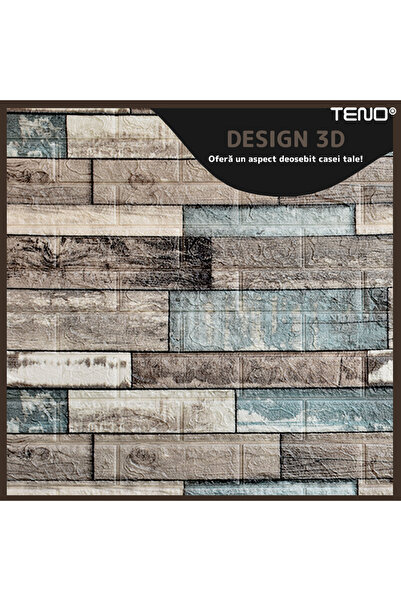 Teno Set of 90x 3D Brick Wallpaper Teno®, Wood Pattern, coverage area 44.1 sq m, 70x70 cm, brown green