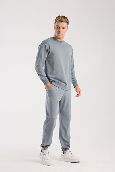 kaphone 10 Men's 0 Collar Oversize Leg Elastic Cotton Tracksuit Set