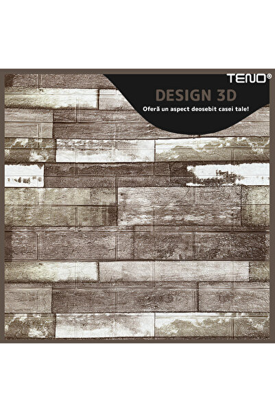 Teno Set of 90x 3D Brick Wallpaper Teno®, Wood Pattern, coverage area 47.7 sq m, 70x77 cm, dark brown