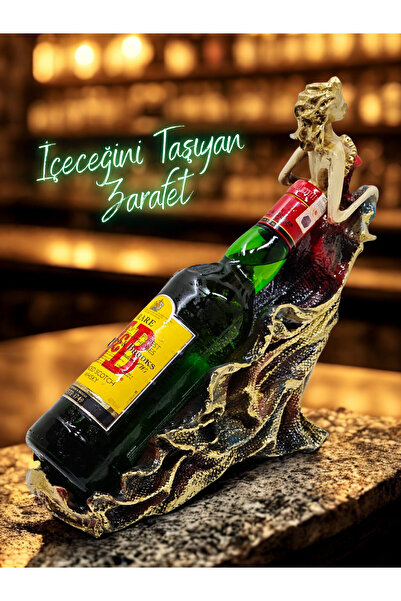 YÖRÜK TASARIM Şişe Tahtı – Kadın Figürlü Dekoratif Polyester Şişe & İçki Stan...