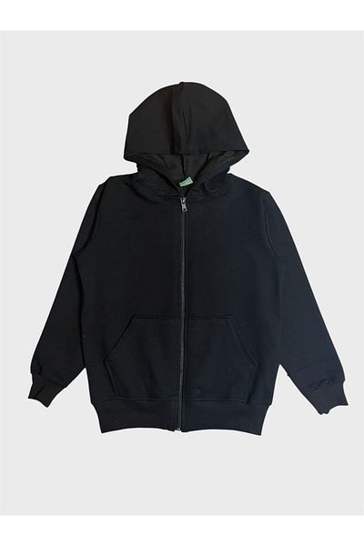 ALİŞ KİDS Boys' Cotton Navy Blue Color Hooded Zippered Pocket Suitable for School Tracksuit Set