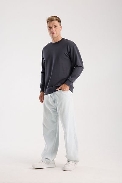 kaphone 10 Men's 0 Neck Oversize Cotton Sweatshirt