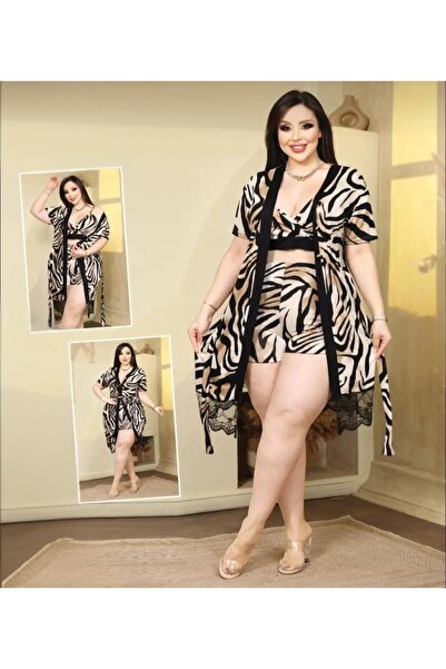 Eiline Kadın 3 Parçalı Çok renkli Şort Takımı Gecelik