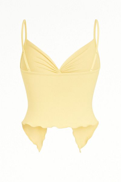 MEREN LİKE YOUR SYLE Yellow Front Twist Thin Strap Alaçatı Crop