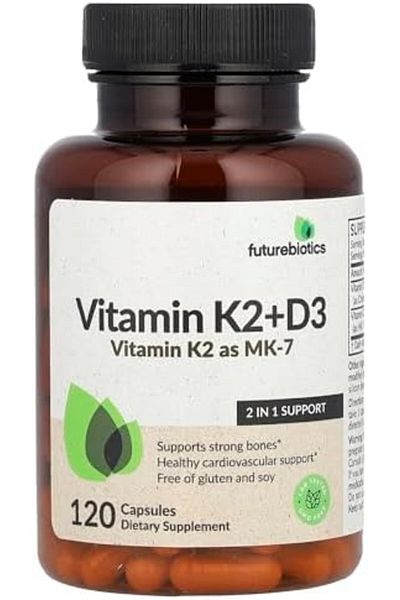 Futurebiotics فيوتشربيوتيكس, فيتامين K2 + D3 مع مثل MK 7 120 كبسولة