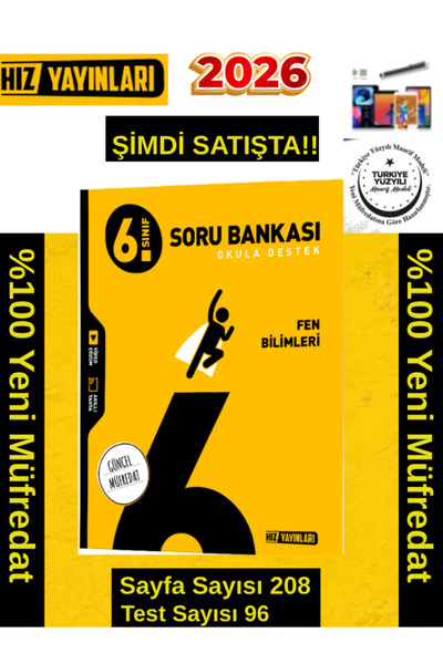 Hız ve Renk Yayınları Hız Yayınları 2026 6.Sınıf Fen %100 Yeni Marif Müfredat Video Çöz. Soru Bankası+Android Kalem