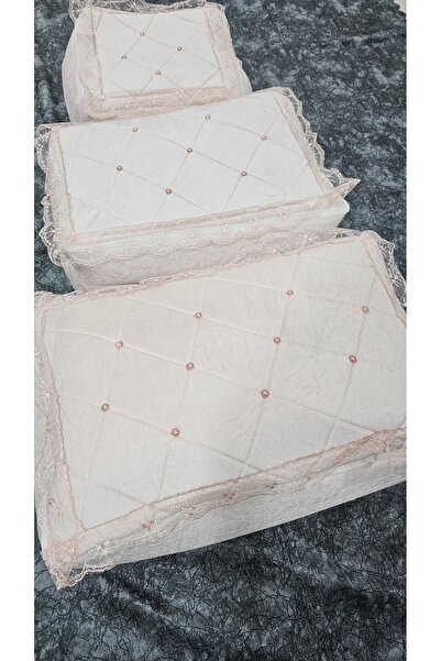 woodhub Kadife 3'lü Pudra Bohça Takımı, Nişan ve Düğün Hazırlıkları İçin Şık ...