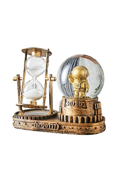 Canderel Retro Temalı Astronot Kum Saati Ve Işıklı Büyük Boy Kar Küresi