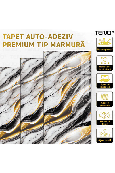 Teno Set 60x Tapet Marmura Premium 3D Teno®, suprafata acoperire 10.8 mp, 30x60 cm, gri multicolor