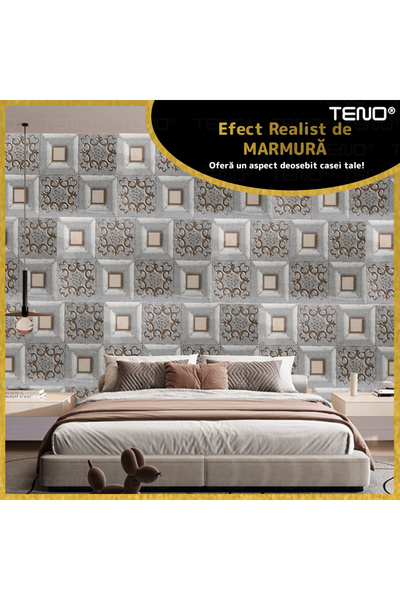 Teno Set 70x Tapet Marmura Premium 3D Teno®, suprafata acoperire 12.6 mp, 30x60 cm, alb