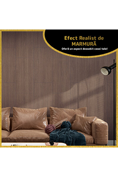 Teno Set of 80x Premium 3D Teno® Marble Wallpaper, coverage area 14.4 sq m, 30x60 cm, dark brown