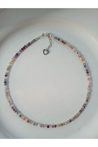 Mudita Tasarım 4 mm faset kesim gerçek doğal ham florit taşı kolye