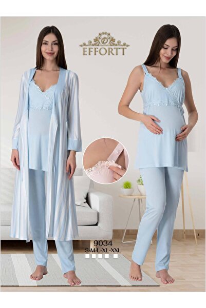 EM&FA TEKSTİL Hamile Lohusa Sabahlıklı Pijama Takımı