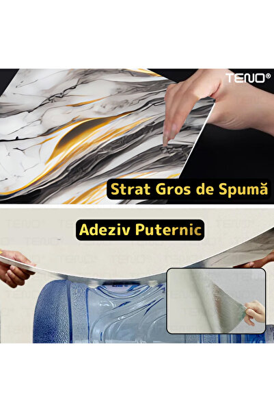 Teno Set 60x Tapet Marmura Premium 3D Teno®, suprafata acoperire 10.8 mp, 30x60 cm, gri multicolor