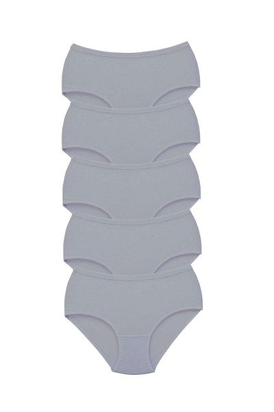 PRATİKOBA 5 Pieces Tutku Women's High Waist Bato Thick Rubber Panties Gray