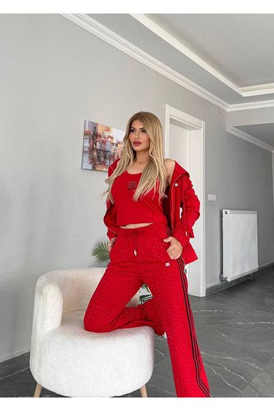 Bella Belluci Premium Stone Embroidered Red Suit