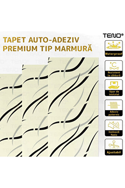 Teno Set of 10x Premium 3D Marble Wallpaper Teno®, coverage area 1.8 sq m, 30x60 cm, cream