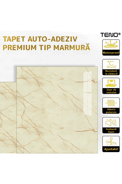Teno Set of 100x Premium 3D Teno® Marble Wallpaper, coverage area 36 sq m, 60x60 cm, ocher