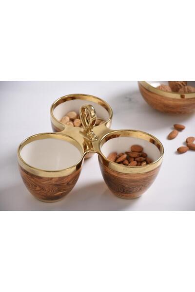 B&L Decor طاولة تقديم طعام نايا ريفية من الخشب والذهب