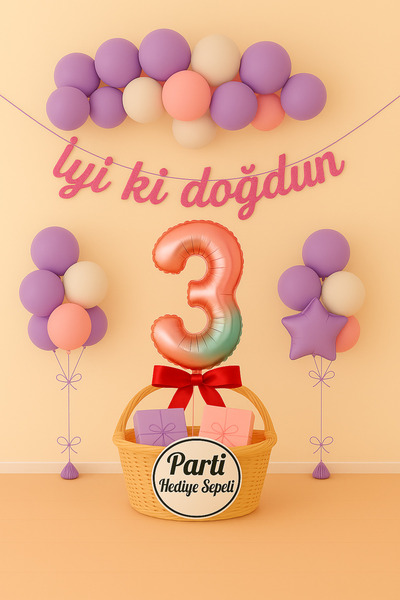 parti hediye sepeti Doğum Günü Süsleri Balon Seti | Her Yaş İçin 1–9 Rakam Fo...