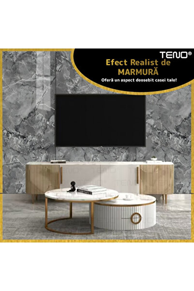 Teno Set of 20x Premium 3D Teno® Marble Wallpaper, coverage area 3.6 sq m, 30x60 cm, black grey