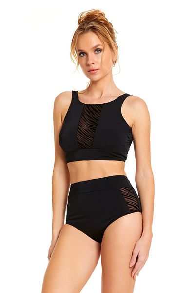 Modestia Argento 01-1411-1145 Women's Tulle Detail Bustier Bikini - Black - 40