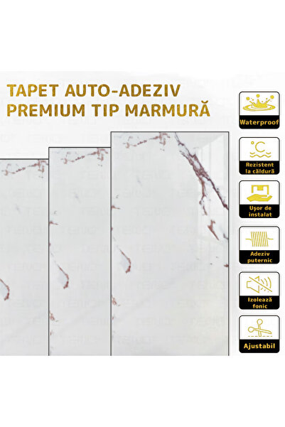 Teno Set of 10x Premium 3D Marble Wallpaper Teno®, coverage area 1.8 sq m, 30x60 cm, white