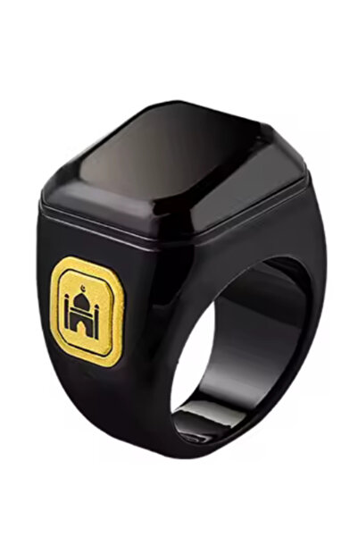 BSTWSH خاتم الذكر الذكي: عداد التسبيح، تذكير بالصلاة، اتصال بلوتوث، شاشة OLED، مقاس 22 مم