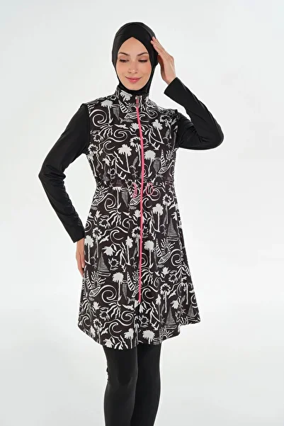 Modestia Maresıva 2306 Marley Long Sleeve Hijab Swimsuit - Black - L