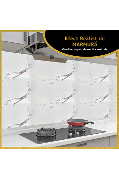 Teno Set of 10x Premium 3D Marble Wallpaper Teno®, coverage area 1.8 sq m, 30x60 cm, white