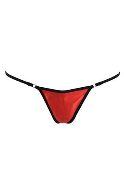 OEM Women's Red Satin Thong with Black Details ONE SIZE 97-102CM