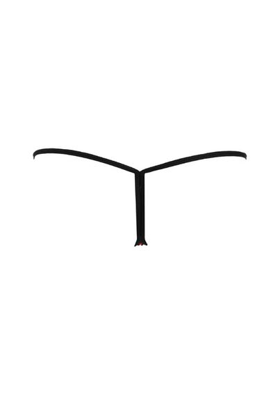 OEM Women's Red Satin Thong with Black Details ONE SIZE 97-102CM