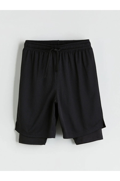 LC Waikiki LCW Kids Siyah Beli Lastikli Erkek Çocuk Taytlı Şort