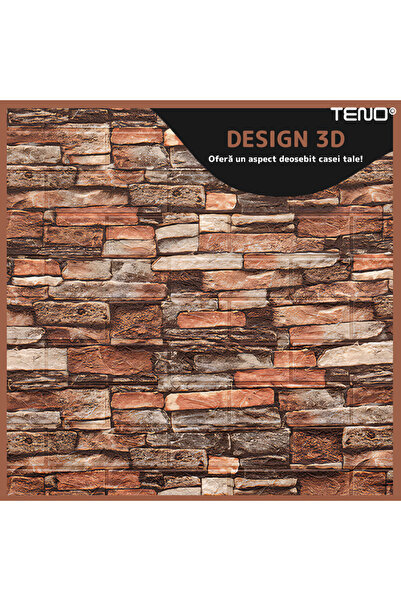 Teno Set of 80x 3D Brick Wallpaper Teno®, coverage area 42.4 sq m, 70x77 cm, red brown
