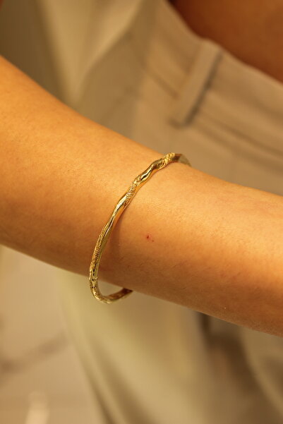 Akça Kuyumcu Telkari Detaylı Burgu Kelepçe Bilezik