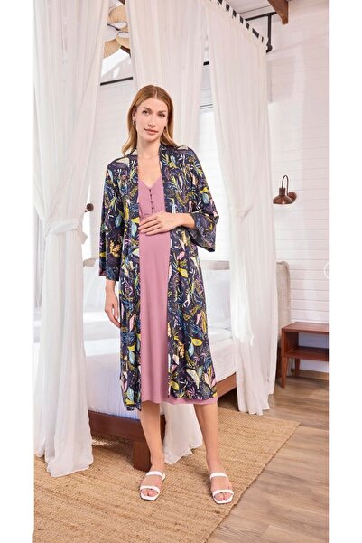 NightLove طقم رداء صباحي للحوامل منقوش من موناميز 25122