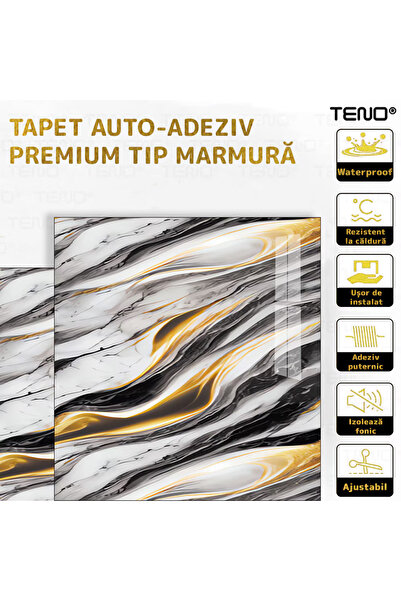 Teno Set 30x Tapet Marmura Premium 3D Teno®, suprafata acoperire 10.8 mp, 60x60 cm, gri multicolor