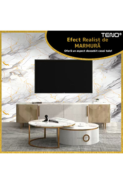 Teno Set 10x Tapet Marmura Premium 3D Teno®, suprafata acoperire 3.6 mp, 60x60 cm, alb