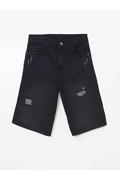 LC Waikiki Lcw kids black adjustable waist elastic boy's jean shorts