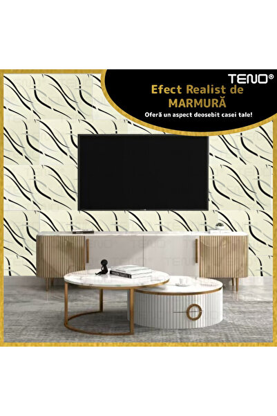 Teno Set of 10x Premium 3D Marble Wallpaper Teno®, coverage area 1.8 sq m, 30x60 cm, cream