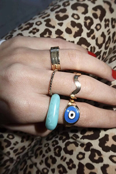 Mutenaura مجموعة من 5 خواتم قابلة للتعديل بأشكال مختلطة