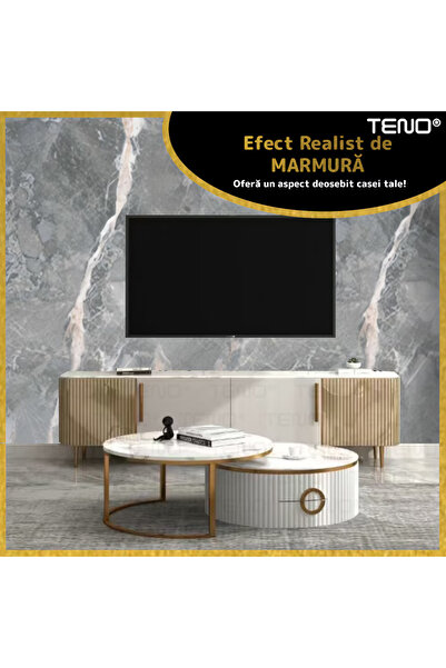 Teno Set 10x Tapet Marmura Premium 3D Teno®, suprafata acoperire 3.6 mp, 60x60 cm gri inchis